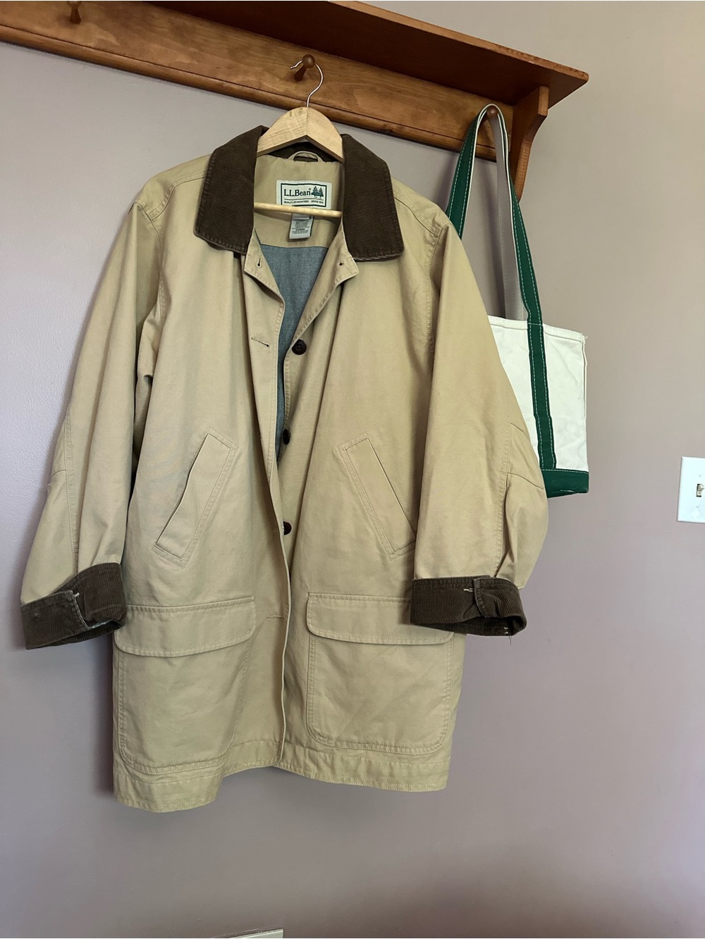 Vintage L.L.Bean Barn Chore Jacket with Corduroy Collar and Cuff